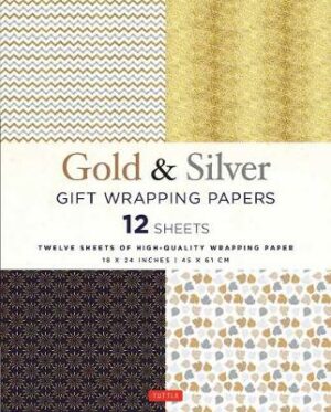 Silver and Gold Gift Wrapping Papers - 12 Sheets