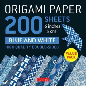 Origami Paper 200 sheets Blue and White Patterns 6" (15 cm)